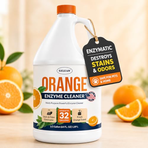 Multi-Purpose Probiotic Enzyme orange Cleaner, 1/2 Gallon (64 oz.) - Pet Stain and Odor Remover - Concentrated - Professional & Home Strength Drains, Floors, Bathrooms, Toilets Trash Can, Made in USA