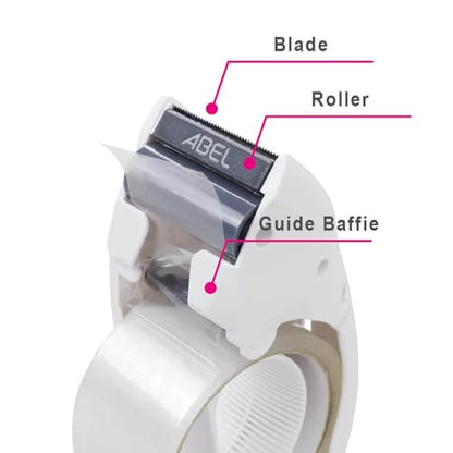 ABEL EVO Packing Tape Dispenser, White, 2 Inch Wide Ergonomic Tape Gun for Packing Boxes, Shipping Moving Mailing Box Sealing Carton Packaging, Lightweight Hand-held Heavy Duty Tape Cutter - color: White