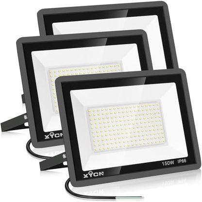 XYCN 3 Pack 150W LED Flood Light Outdoor,Super Bright Security Light,15500LM IP66 Waterproof Floodlight,5000K Daylight LED Exterior for Basketball Court, Stadium, Playground - color: 150W 3pack led flood light
