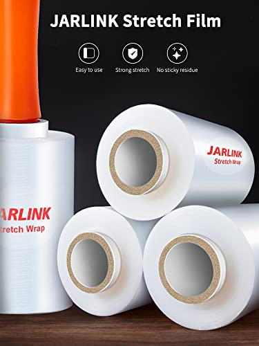 JARLINK 5" x 1000' Plastic Film Roll, Stretch Pallet Wrap W/Handles, 4 Pack - size: 5" x 1000ft
