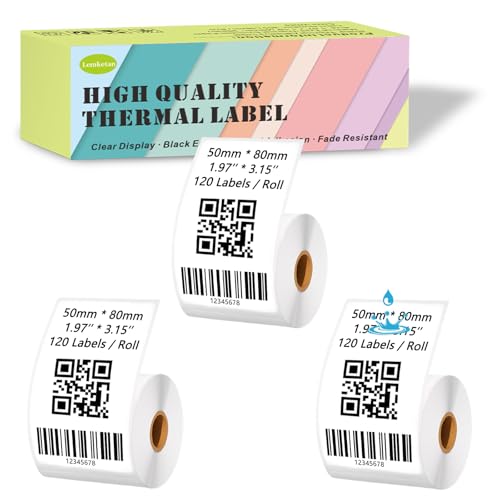 50mm x 80mm Thermal Labels Compatible for Supvan T50M Pro, Phomemo M110, Label Maker Tape Refill, Weatherproof & Tear-Resistant Thermal Stickers (360Pcs) - size: 50mm x 80mm, 1.97''x3.15''