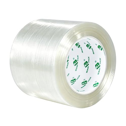 BOMEI PACK Mono Filament Strapping Tape, 4 inches×45yds, 5.5mils Reinforced Strapping Fiberglass Packing, Clear Filament Heavy Duty Wearproof Tape - size: 4 inches