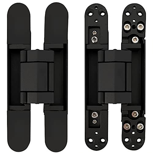 Invisible Hinge Concealed Door Hinges Heavy Duty Hidden Hinge up to 176 Pound Doors 3-D Adjustable 7 inch Black - 2 Pack - color: 7"_Black_2 Pack