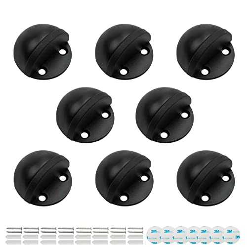 SANATO 8 Pack Black Low Dome Floor Mounted Stainless Steel Door Stop Door Stopper with Black Rubber - size: 8 Pack Arch