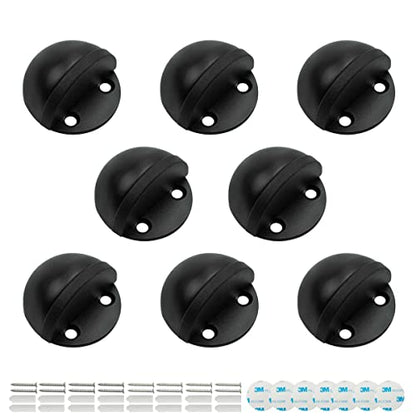 SANATO 8 Pack Black Low Dome Floor Mounted Stainless Steel Door Stop Door Stopper with Black Rubber - size: 8 Pack Arch
