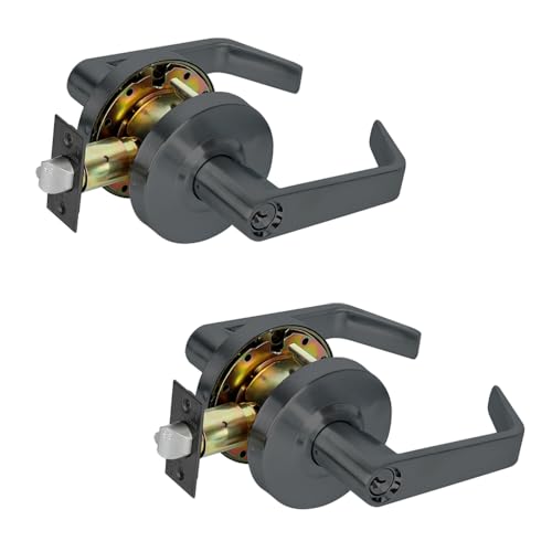 Grade 2 Commercial Heavy Duty Entry Door Lever Lockset, ADA, Matt Black Finish (2 Sets Key Alike) - color: B400 Entry RB KA2