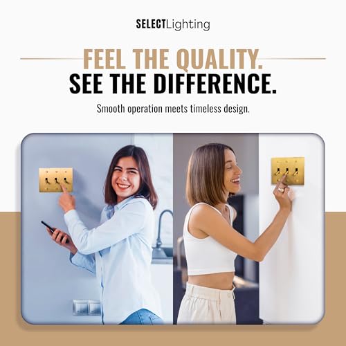 Select 3-Gang Solid Brass Toggle Switch, 3-Way Compatible with Faceplate - color: Satin Brass, size: 3 Gang, style: Toggle Switch
