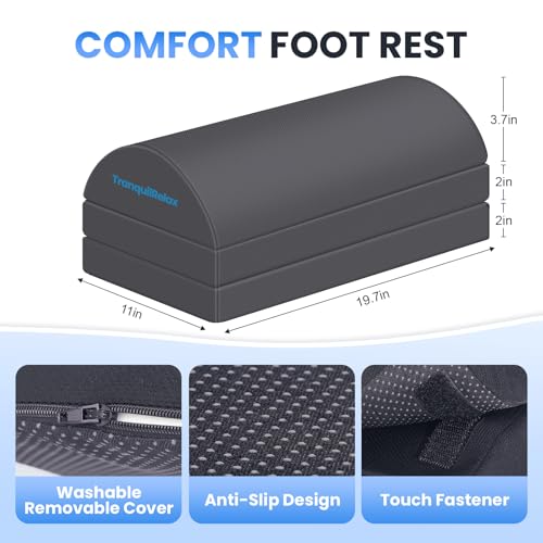 TranquilRelax Foot Rest Under Desk, 3-Height Adjustable Foot Stool, Gray - color: Gray, size: XX-Large