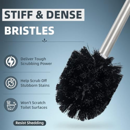 Angle Simple Toilet Brushes Refills, Black Toilet Bowl Scrubber Head 3 PCS