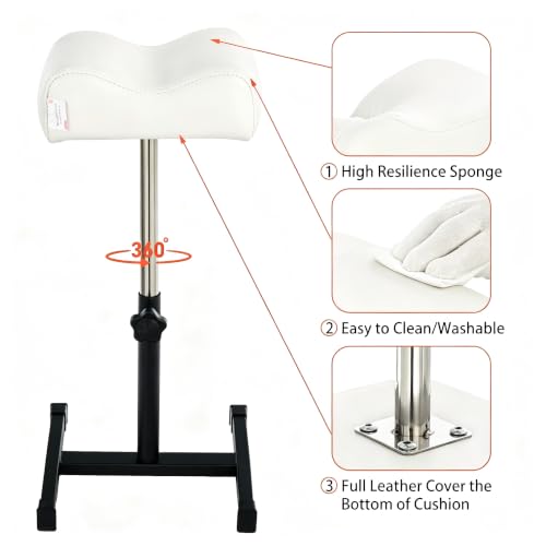 Pedicure Manicure Footrest & Pedicure Stand, Manicure Nail Care Tool, Height Adjustable with Soft Cushion, Non-Slip for Salon, Spa, Home Use, White - color: White & Black
