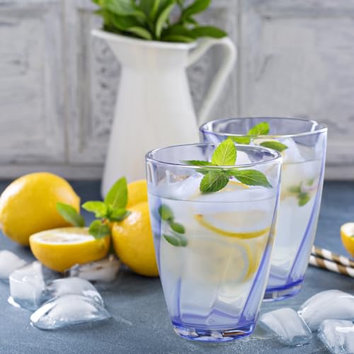 Topsky 12-ounce Plastic Water Tumblers | Set of 4 Transparent Unbreakable Drinking Glasses Clear Acrylic Reusable Juice Wine Cups for Home Picnic Party, Dishwasher Safe,Stackable - color: Mixed Color 12.3oz