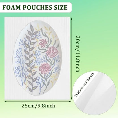 50 Pack Foam Pouches 8x16in, Cushion Foam Wrap for Moving - size: 8x16 inch