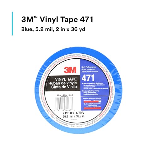3M Vinyl Tape, Blue 471, 2 in x 36 yd, 5.2 mil, 1 Roll - size: 2 in x 36 yd, style: 1 Roll