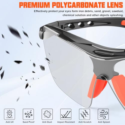 OXG Safety Glasses Bulk for Men Women, ANSI Z87 Safety Glasses UV Protection Protective Eyewear for Construction Woodworking - color: 12p-clear