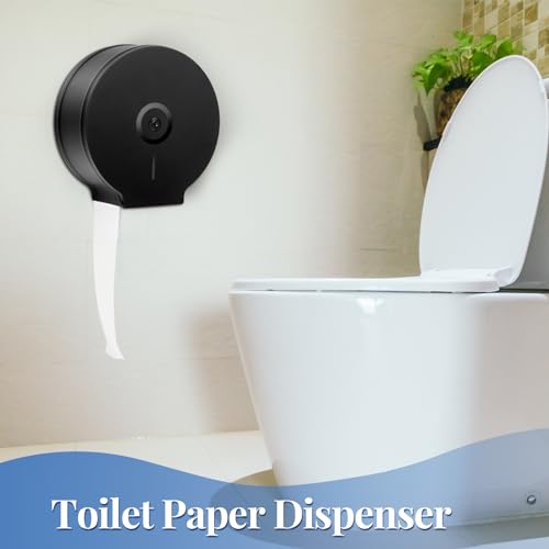 Mifoci 2 Pcs Industrial Toilet Paper Holder Commercial Roll Dispenser Wall Mount Stainless Steel Jumbo Tissue Dispenser Fits 9" Roll Toilet Paper for Office Home Public Places (Black) - color: Black