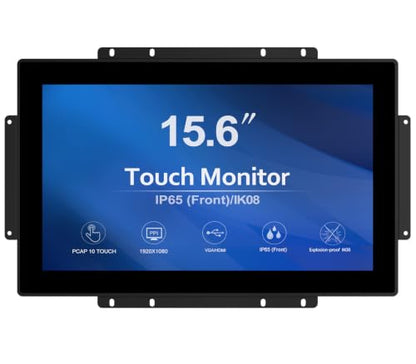 GreenTouch 15.6 Inch 10 Points Open Frame Touch Display, Industrial PCAP Touchscreen Monitor, VGA+HDMI+DVI Port - 16:9 - size: 15.6 IN