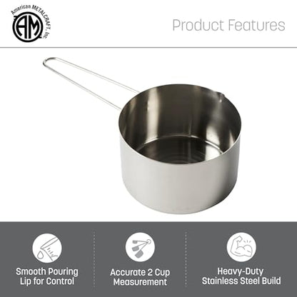 American METALCRAFT, Inc. MCW200 2-Cup Stainless Steel Measuring Cup with Wire Loop Handle, Silver - size: 2-Cup