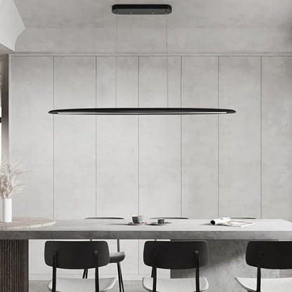 YISDESIGN 51" Wood Linear Pendant Light Black Linear Pendant Dinning Room Hanging Lights LED Dimmable Chandeliers 36w for Dining Room Pool Table Lights Kitchen Island Light Black - color: Black, size: 51in
