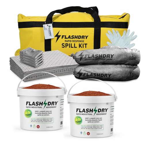 FlashDry Portable Universal Spill Kit Bag, with 2 5L Coir Buckets - Single - size: Single, style: w/ Absorbent & Dispenser Lid
