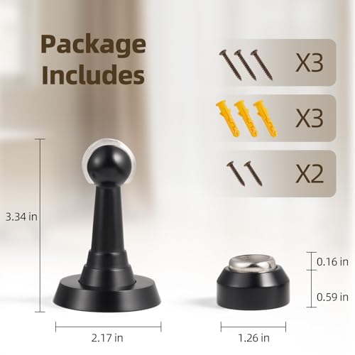 PANALI Magnetic Door Stopper,Brass Heavy Duty Door Stop, 1 Pack - color: Matt Black