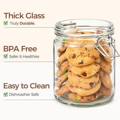 ComSaf 25 oz Glass Jars with Airtight Lids 6 Pack Pantry Coffee Canisters - size: 25 fl oz x 6