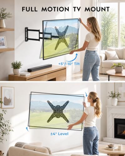 BONTEC Long Arm TV Wall Mount, Full Motion, 37.4" Extension for 26–65" TVs - size: for 26–65 Inch