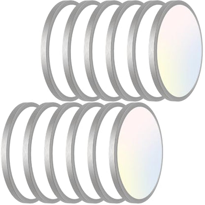 libtit 12 inch Flush Mount LED Ceiling Light Fixture, 3000K 4000K 6500K Adjustable, 28W 3200lm Brushed Nickel Satin Round Ceiling Lamp for Bathroom Shower Hallway Kitchen, 12 Pack - color: Brushed Nickel, size: 12in-12Pack