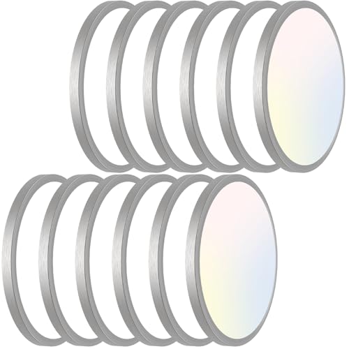 libtit 12 inch Flush Mount LED Ceiling Light Fixture, 3000K 4000K 6500K Adjustable, 28W 3200lm Brushed Nickel Satin Round Ceiling Lamp for Bathroom Shower Hallway Kitchen, 12 Pack - color: Brushed Nickel, size: 12in-12Pack
