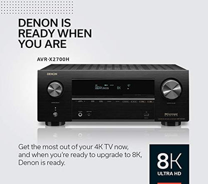 Denon AVR-X2700H 8K Ultra HD 7.2 Channel (95 Watt X 7) AV Receiver - Built for Gaming, Music Streaming, 3D Audio & Video, Alexa + HEOS - style: AVR-X2700H