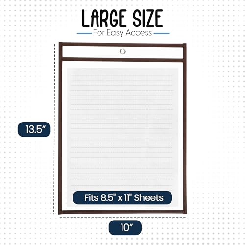 Essex Wares - 6 Pack, Brown Dry Erase Pockets, 10" Wide x 13.5" Tall - color: Brown