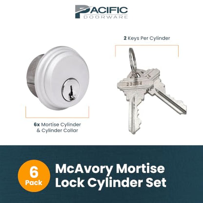 Adams Rite Style Cylinder Lock, Double Cylinder, Aluminum, 6 Pack - color: Aluminum Silver, size: 6 Pack, style: Keyed Cylinder