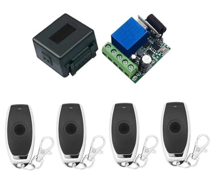 QIACHIP DC 5V 6V 9V 12V 24V 60V Wireless Remote Switch 433Mhz 1 Channel Relay Receiver Momentary Toggle with 4 Transmitter for Gate Door,LED,Car - style: 1 receiver+ 4 transmitters