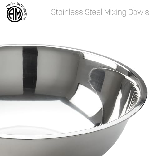 American Metalcraft SSB800 Stainless Steel Mixing Bowl - Durable, Commercial-Grade, Metal Bowl For Mixing - Wide-Rim, Stackable, Dishwasher Safe, 8qt, Silver - size: 8 Quarts, style: Standard
