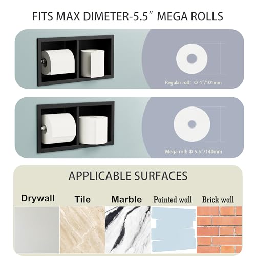 Neodrain Gold Dual Roll Recessed Toilet Paper Holder,for Standard/Mega Roll - color: Gold