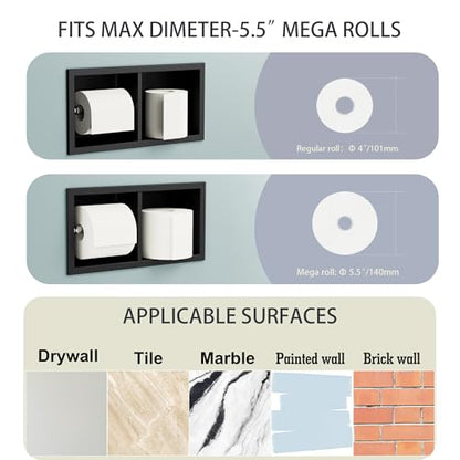 Neodrain Gold Dual Roll Recessed Toilet Paper Holder,for Standard/Mega Roll - color: Gold