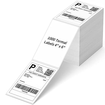 4" x 6" Fanfold Direct Thermal Labels, 1000 Per Stack, White Perforated Shipping Labels Compatible with Zebra, Elton Printers(1 Stack) - size: 1000 Labels/Stack, style: 1 Stack