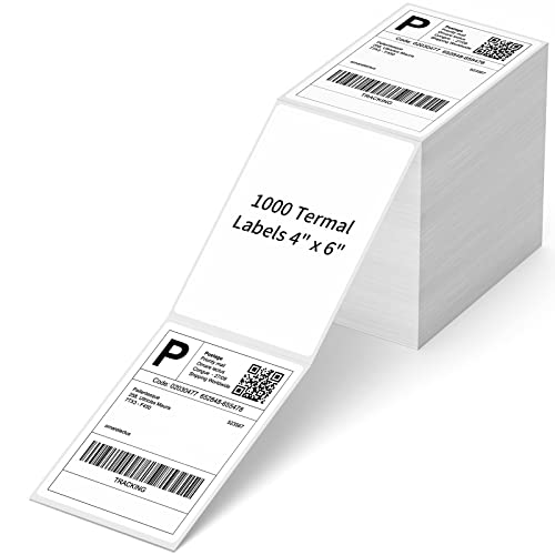 4" x 6" Fanfold Direct Thermal Labels, 1000 Per Stack, White Perforated Shipping Labels Compatible with Zebra, Elton Printers(20 Stacks) - size: 1000 Labels/Stack, style: 20 Stacks