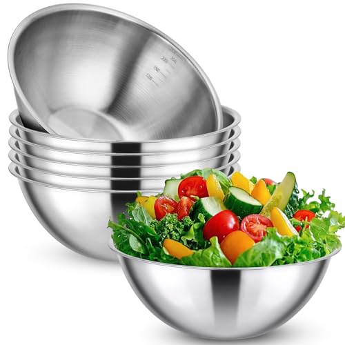 Honeydak 6 Pcs 304 Stainless Steel Mixing Bowls with Graduations, 84 oz - size: 84 oz