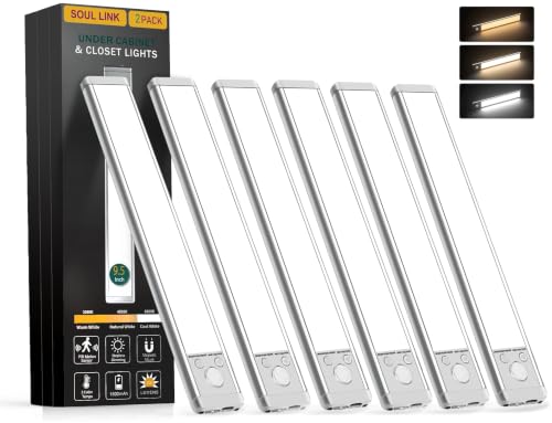 Soul Link 6-Pack 9.5" 76-LED Motion Sensor Under Cabinet Lights, Wireless - size: 9.5inch-6Pack..
