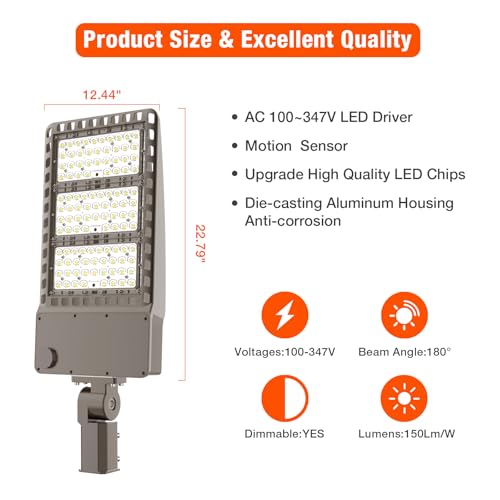 OKQ 400W LED Parking Lot Light 60000LM 5000K Daylight Dusk to Dawn Photocell Commercial Outdoor Lighting IP65 Waterproof 11 Years Lifespan,1 Pack for Parking Street Yard Garage Warehouse - size: 400W-1PACK
