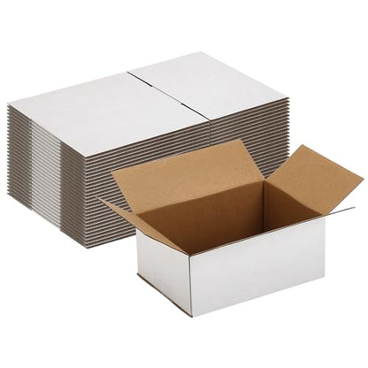 Shipping Boxes 7x5x3 Set of 25, White Corrugated Cardboard Box for Mailing Business Packaging - size: 7x5x3 Inches
