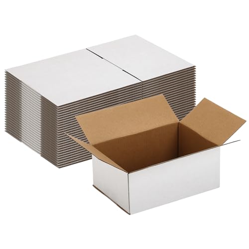 Shipping Boxes 7x5x3 Set of 25, White Corrugated Cardboard Box for Mailing Business Packaging - size: 7x5x3 Inches