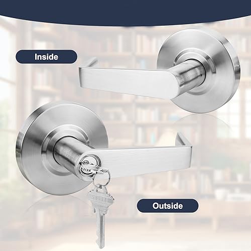 4 Pack Grade 2 Storeroom Comercial Door Handles Locks with UL and 400000 Cyles Test, Made from Satin Chrome with Heavy Duty Lever Handles Golingda-Commercial-CP-3-ST-4P - size: Store Room (Commercial）