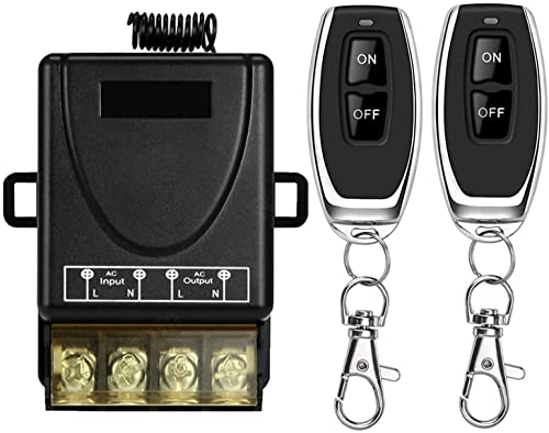 DieseRC 433Mhz Wireless Remote Control Switch AC 110V 120V 240V 220V 30A Relay Receiver with 2 Transmitters for Light Water Pump Household Appliances Farm Irrigation and Electrical Equipment - color: with 2 Transmitters