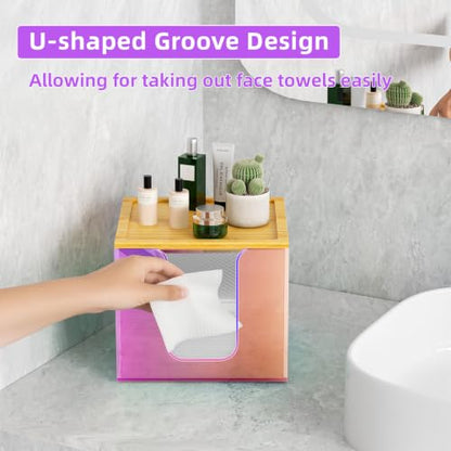 VITVITI Disposable Face Towel Holder for Clean Skin Club, Acrylic Box - color: Rainbow