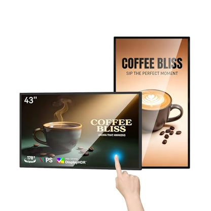 43 inch Wall Mount Digital Signage, FHD Touchscreen 43" Monitor Android 14 - size: 43 INCH