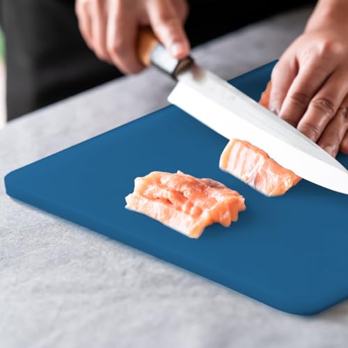 Dexas NSF Certified Polysafe Cutting Board with Handle, 11 x 14.5 Inches, Reversible Kitchen Cutting Board, Blue - color: Blue, size: 14.5"L x 11"W