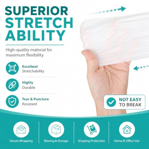 4 Pack Industrial Mini Color Stretch Wrap Film with 1 Plastic Handle, 3.94" x 525 Feet Industrial Strength Self-Adhering Stretch Wrap for Moving, Sorting, Packaging, Shipping and Pallet Wrap