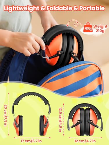 Dr.meter Kids Ear Protection Ear Muffs for Noise Reduction Monster Jam - color: Orange