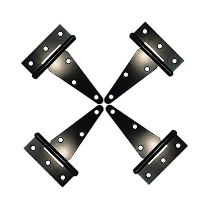 HLMOptimo Heavy Duty Tee Hinge - All Size Black (4 pcs, 4 inch) Rustproof Wrought Iron Shed, Gate, Barn, Fence, Door Hinge - size: 4 Inch, style: 4 pcs